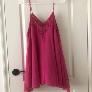 SOLEMIO hot pink dress with lace detail S/M